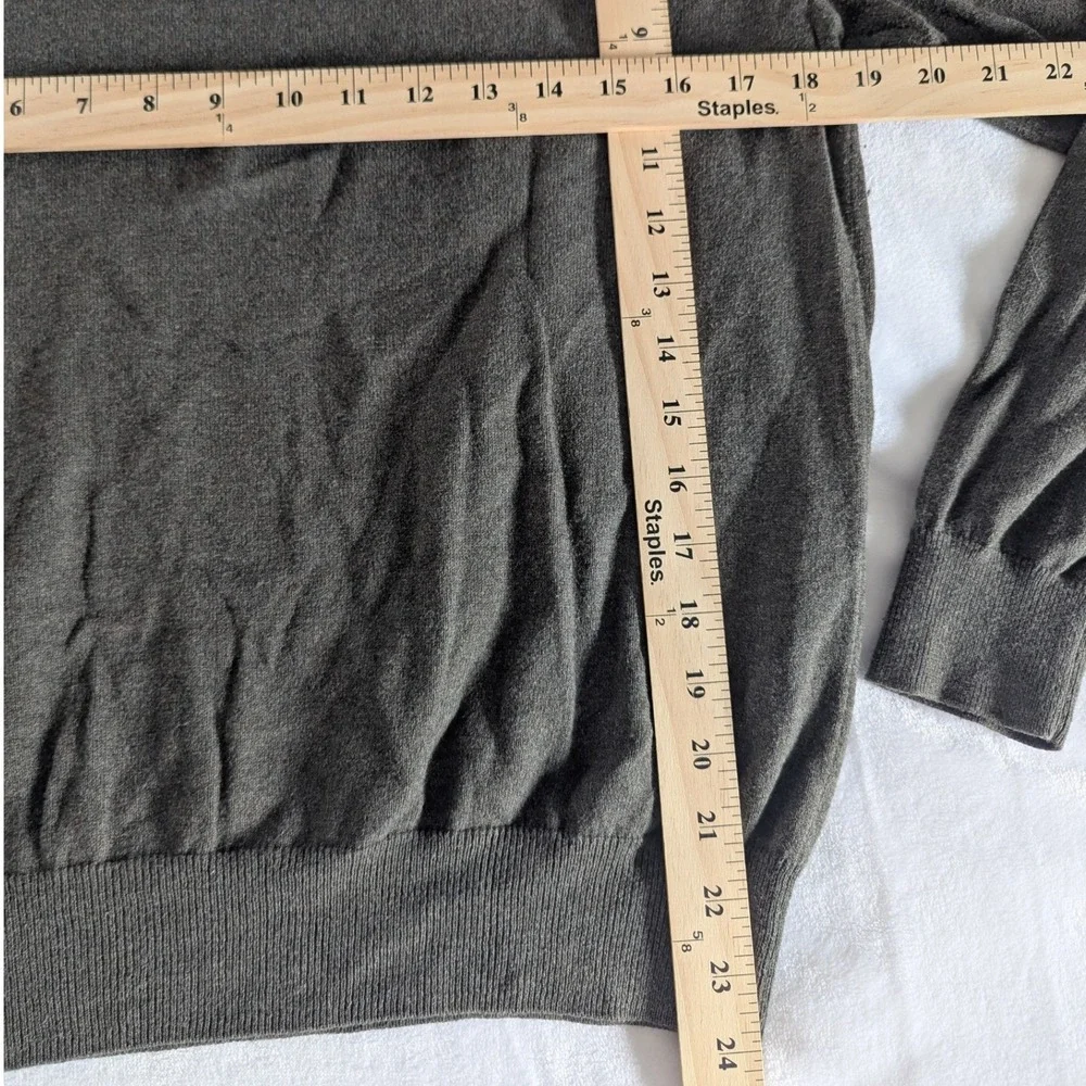 J. Crew V Neck Long Sleeve Cotton Cashmere Pull Over Sweater Dark Gray Mens Sz M
